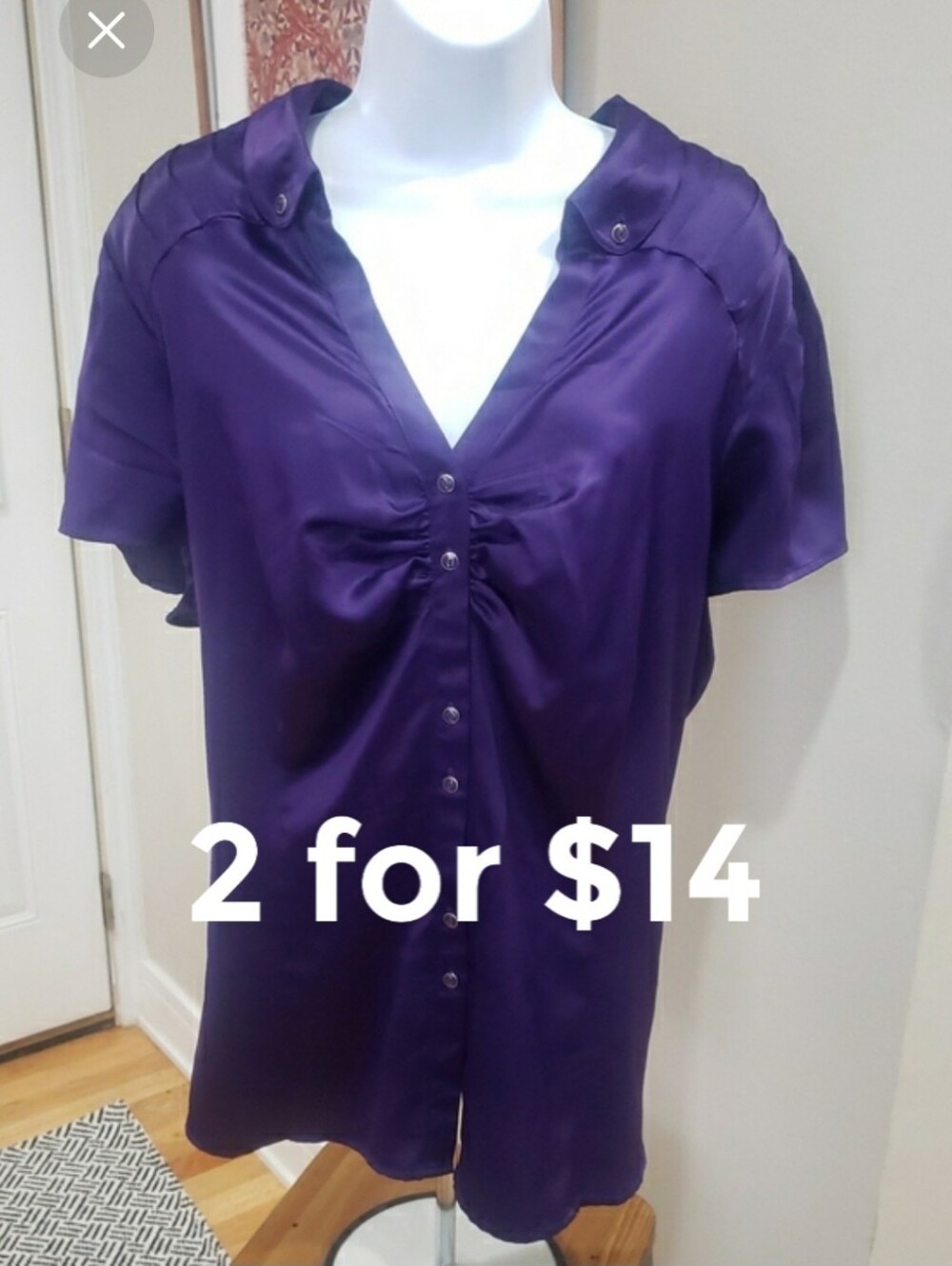 Worthington, Purple Satin Feel Blouse, 3x